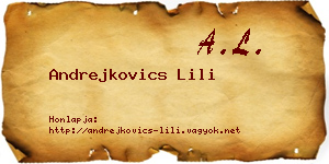 Andrejkovics Lili névjegykártya