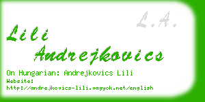 lili andrejkovics business card